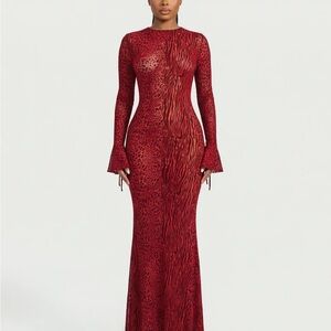 Celestia Ashley Mesh Open Back Maxi Dress